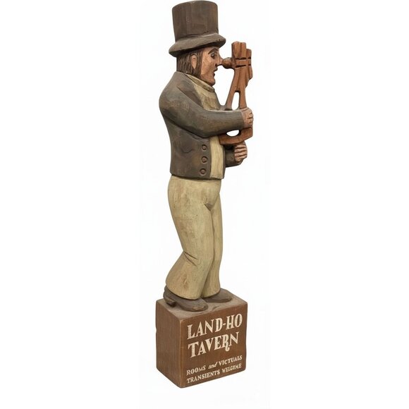 Land Ho Tavern 23.5" Nautical Hand Carved Wood Wall Sculpture George Nathan 1970 - Picture 3 of 5
